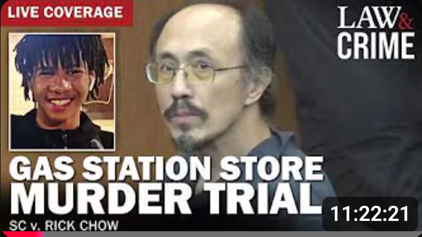 Law and Crime coverage image showing Cyrus Carmack-Belton and Rick Chow during South Carolina v. Chow coverage