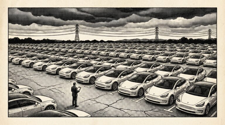 Tesla Has 50,000 Unsold Cars Sitting in a Lot. And You’re Being    Told the EV Revolution Is Fine.